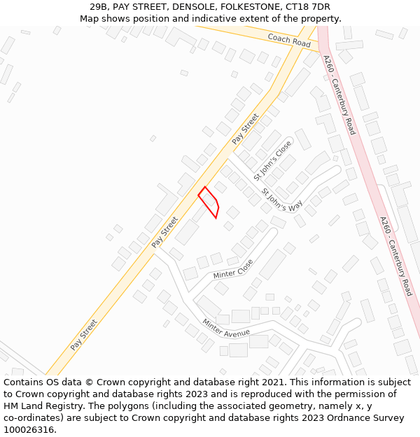 29B, PAY STREET, DENSOLE, FOLKESTONE, CT18 7DR: Location map and indicative extent of plot