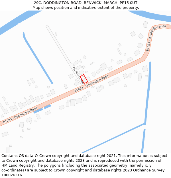29C, DODDINGTON ROAD, BENWICK, MARCH, PE15 0UT: Location map and indicative extent of plot