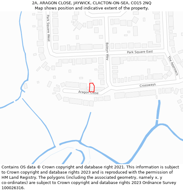 2A, ARAGON CLOSE, JAYWICK, CLACTON-ON-SEA, CO15 2NQ: Location map and indicative extent of plot