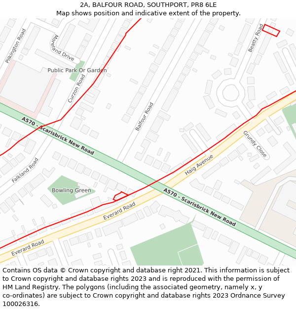 2A, BALFOUR ROAD, SOUTHPORT, PR8 6LE: Location map and indicative extent of plot