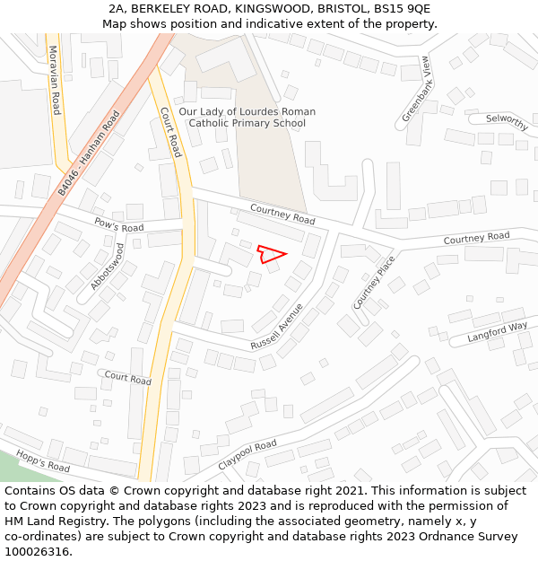 2A, BERKELEY ROAD, KINGSWOOD, BRISTOL, BS15 9QE: Location map and indicative extent of plot