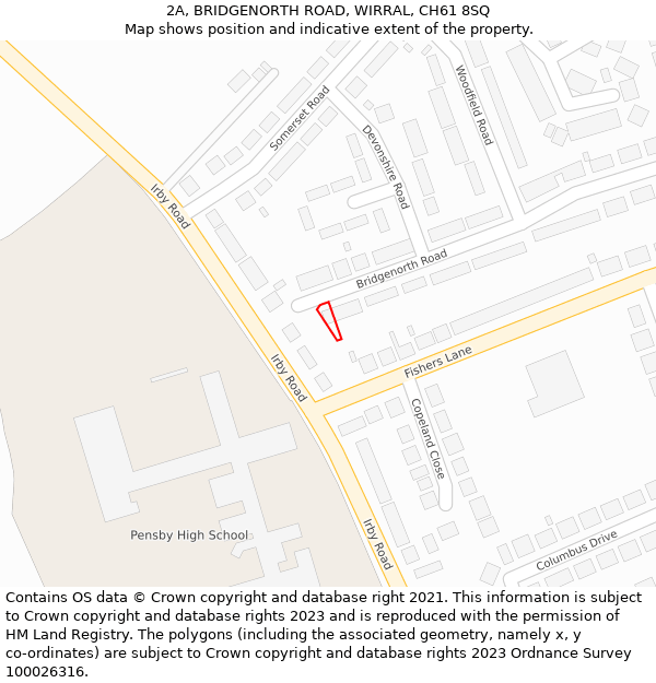 2A, BRIDGENORTH ROAD, WIRRAL, CH61 8SQ: Location map and indicative extent of plot