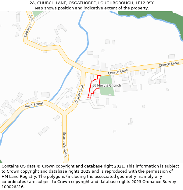 2A, CHURCH LANE, OSGATHORPE, LOUGHBOROUGH, LE12 9SY: Location map and indicative extent of plot