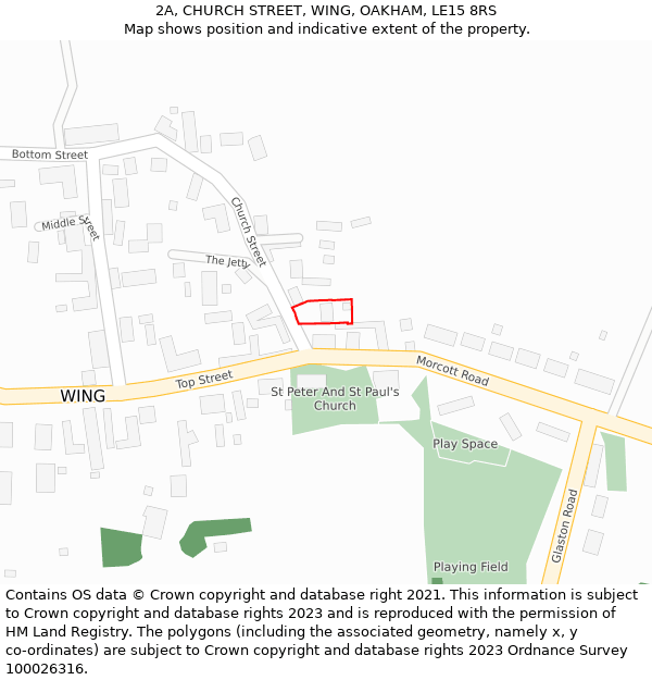 2A, CHURCH STREET, WING, OAKHAM, LE15 8RS: Location map and indicative extent of plot