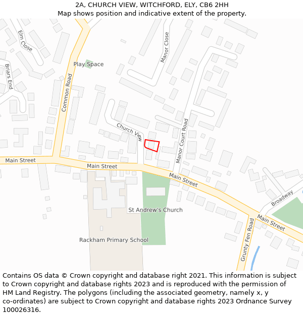 2A, CHURCH VIEW, WITCHFORD, ELY, CB6 2HH: Location map and indicative extent of plot