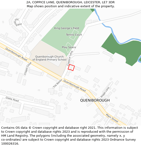 2A, COPPICE LANE, QUENIBOROUGH, LEICESTER, LE7 3DR: Location map and indicative extent of plot