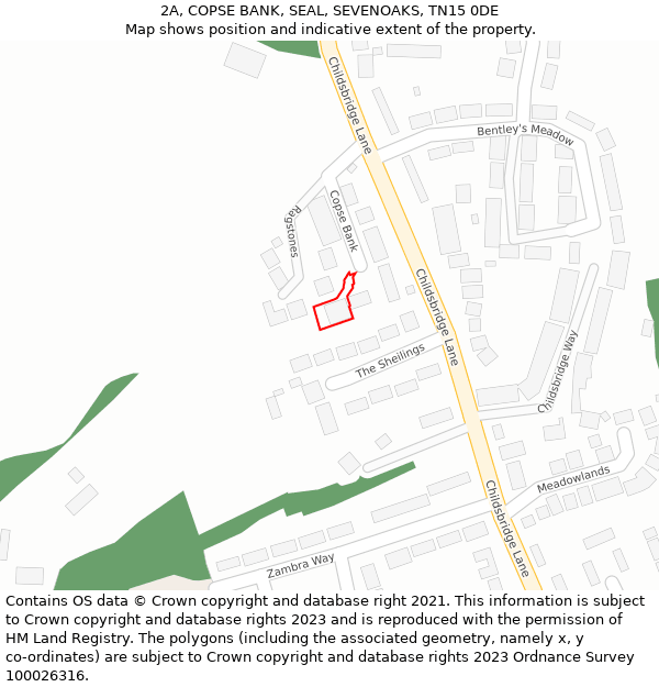 2A, COPSE BANK, SEAL, SEVENOAKS, TN15 0DE: Location map and indicative extent of plot