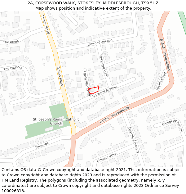 2A, COPSEWOOD WALK, STOKESLEY, MIDDLESBROUGH, TS9 5HZ: Location map and indicative extent of plot