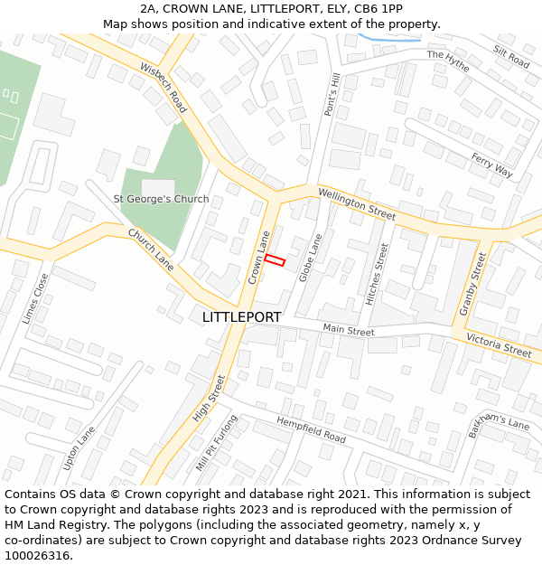 2A, CROWN LANE, LITTLEPORT, ELY, CB6 1PP: Location map and indicative extent of plot