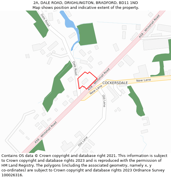 2A, DALE ROAD, DRIGHLINGTON, BRADFORD, BD11 1ND: Location map and indicative extent of plot