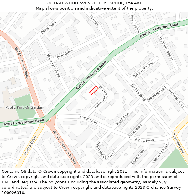 2A, DALEWOOD AVENUE, BLACKPOOL, FY4 4BT: Location map and indicative extent of plot
