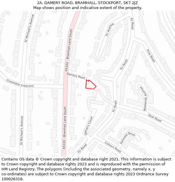 2A, DAMERY ROAD, BRAMHALL, STOCKPORT, SK7 2JZ: Location map and indicative extent of plot