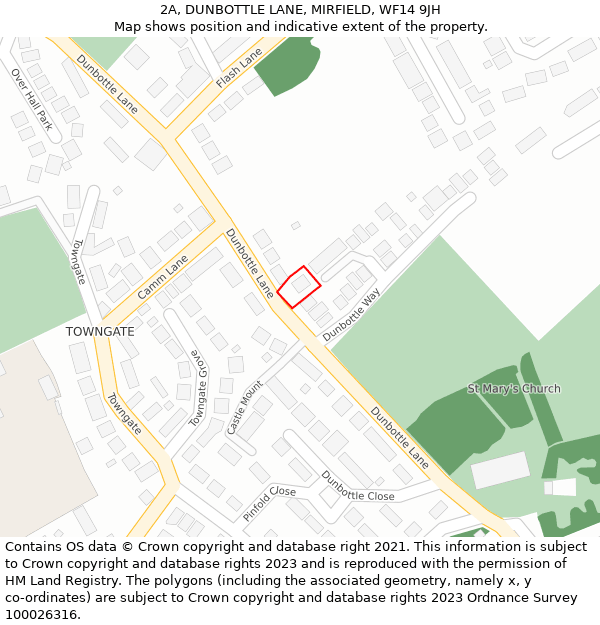 2A, DUNBOTTLE LANE, MIRFIELD, WF14 9JH: Location map and indicative extent of plot