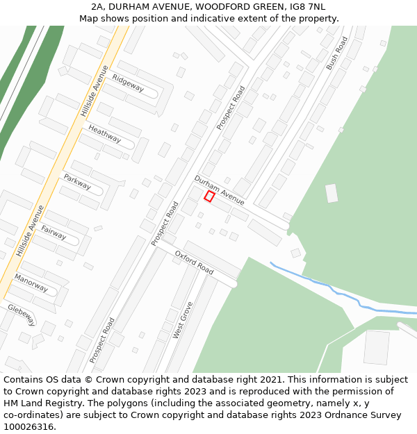 2A, DURHAM AVENUE, WOODFORD GREEN, IG8 7NL: Location map and indicative extent of plot