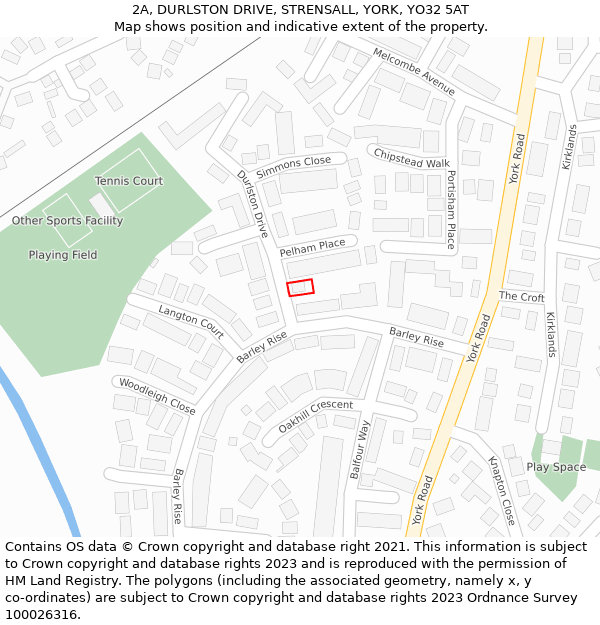 2A, DURLSTON DRIVE, STRENSALL, YORK, YO32 5AT: Location map and indicative extent of plot