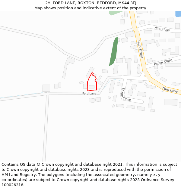 2A, FORD LANE, ROXTON, BEDFORD, MK44 3EJ: Location map and indicative extent of plot