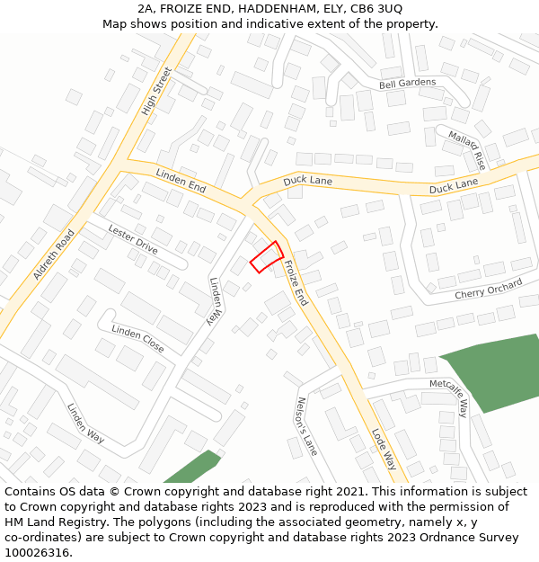 2A, FROIZE END, HADDENHAM, ELY, CB6 3UQ: Location map and indicative extent of plot