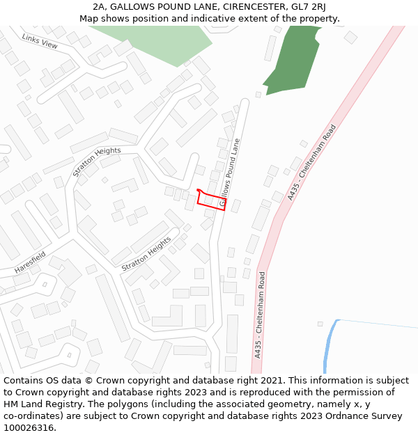 2A, GALLOWS POUND LANE, CIRENCESTER, GL7 2RJ: Location map and indicative extent of plot