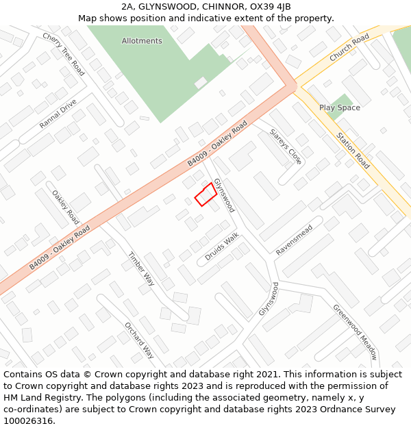 2A, GLYNSWOOD, CHINNOR, OX39 4JB: Location map and indicative extent of plot