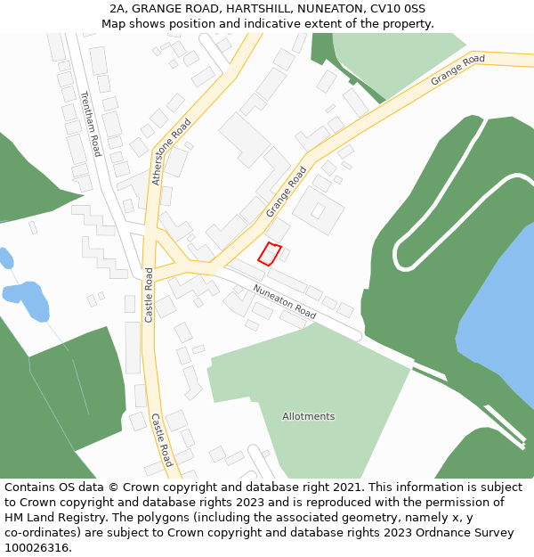 2A, GRANGE ROAD, HARTSHILL, NUNEATON, CV10 0SS: Location map and indicative extent of plot