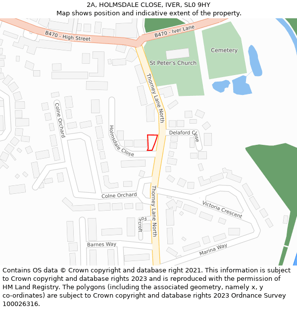 2A, HOLMSDALE CLOSE, IVER, SL0 9HY: Location map and indicative extent of plot