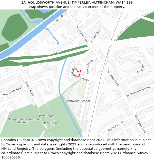 2A, HOULDSWORTH AVENUE, TIMPERLEY, ALTRINCHAM, WA14 1SS: Location map and indicative extent of plot