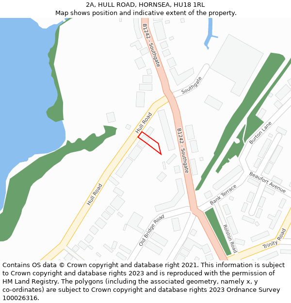 2A, HULL ROAD, HORNSEA, HU18 1RL: Location map and indicative extent of plot