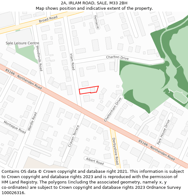 2A, IRLAM ROAD, SALE, M33 2BH: Location map and indicative extent of plot