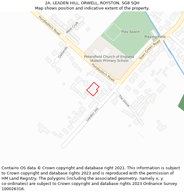 2A, LEADEN HILL, ORWELL, ROYSTON, SG8 5QH: Location map and indicative extent of plot