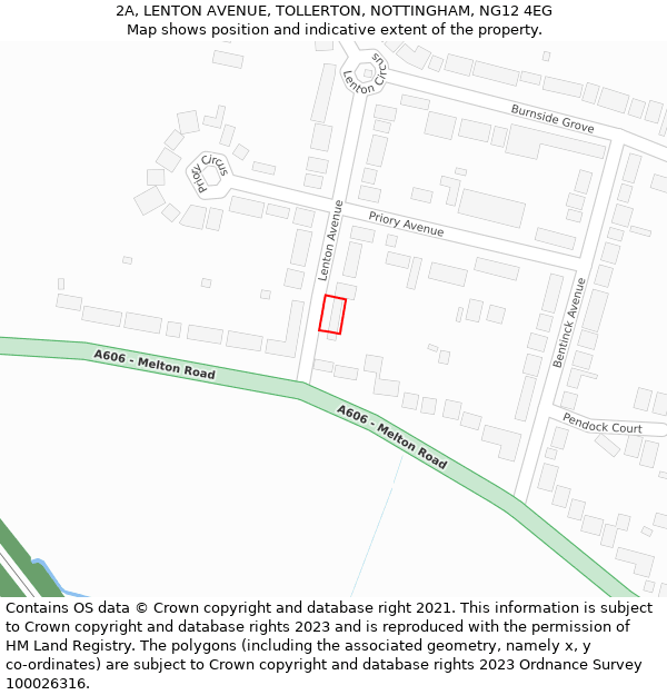 2A, LENTON AVENUE, TOLLERTON, NOTTINGHAM, NG12 4EG: Location map and indicative extent of plot