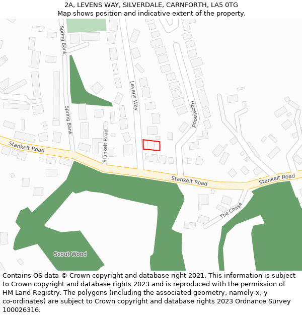 2A, LEVENS WAY, SILVERDALE, CARNFORTH, LA5 0TG: Location map and indicative extent of plot