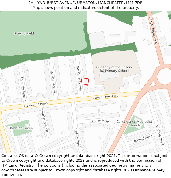 2A, LYNDHURST AVENUE, URMSTON, MANCHESTER, M41 7DR: Location map and indicative extent of plot