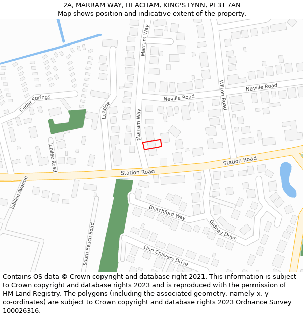 2A, MARRAM WAY, HEACHAM, KING'S LYNN, PE31 7AN: Location map and indicative extent of plot