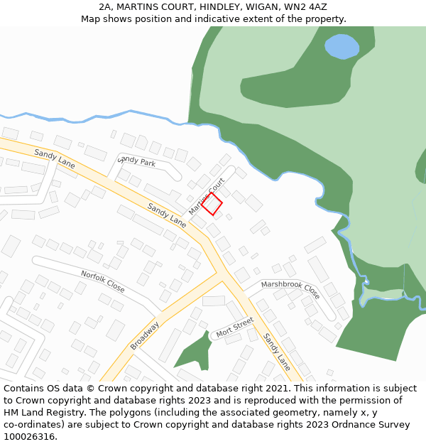 2A, MARTINS COURT, HINDLEY, WIGAN, WN2 4AZ: Location map and indicative extent of plot