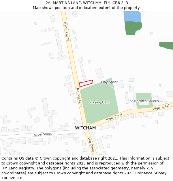 2A, MARTINS LANE, WITCHAM, ELY, CB6 2LB: Location map and indicative extent of plot