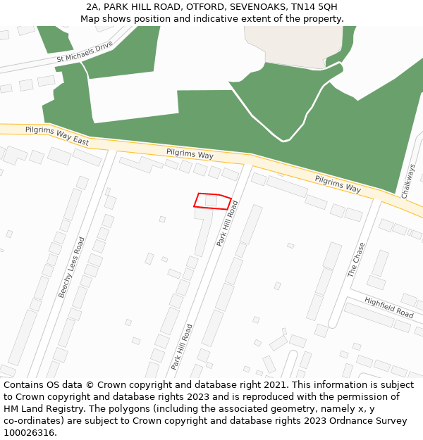 2A, PARK HILL ROAD, OTFORD, SEVENOAKS, TN14 5QH: Location map and indicative extent of plot