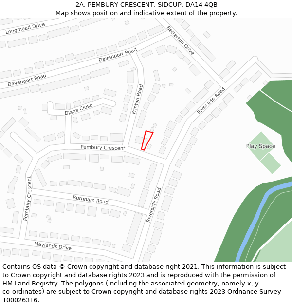 2A, PEMBURY CRESCENT, SIDCUP, DA14 4QB: Location map and indicative extent of plot