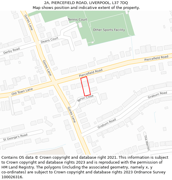 2A, PIERCEFIELD ROAD, LIVERPOOL, L37 7DQ: Location map and indicative extent of plot