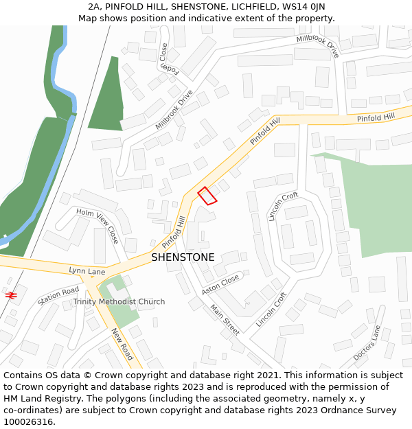 2A, PINFOLD HILL, SHENSTONE, LICHFIELD, WS14 0JN: Location map and indicative extent of plot