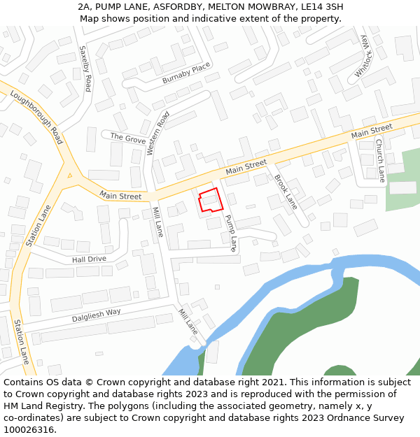 2A, PUMP LANE, ASFORDBY, MELTON MOWBRAY, LE14 3SH: Location map and indicative extent of plot