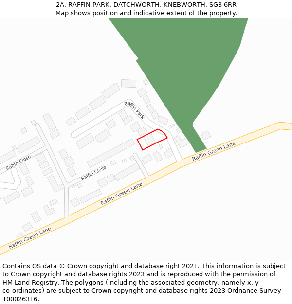 2A, RAFFIN PARK, DATCHWORTH, KNEBWORTH, SG3 6RR: Location map and indicative extent of plot
