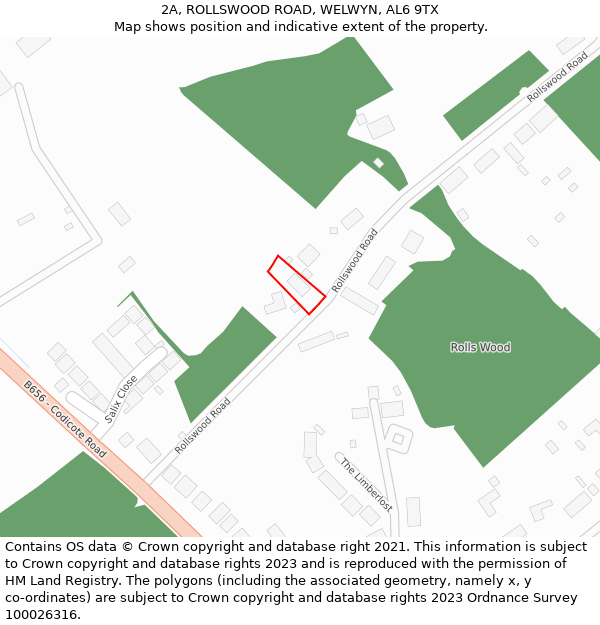 2A, ROLLSWOOD ROAD, WELWYN, AL6 9TX: Location map and indicative extent of plot