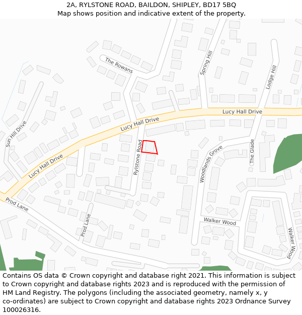2A, RYLSTONE ROAD, BAILDON, SHIPLEY, BD17 5BQ: Location map and indicative extent of plot