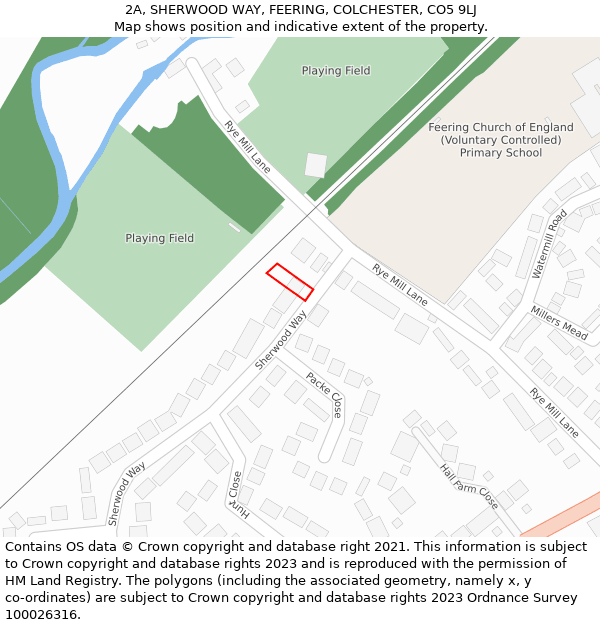 2A, SHERWOOD WAY, FEERING, COLCHESTER, CO5 9LJ: Location map and indicative extent of plot