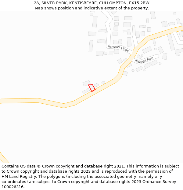 2A, SILVER PARK, KENTISBEARE, CULLOMPTON, EX15 2BW: Location map and indicative extent of plot