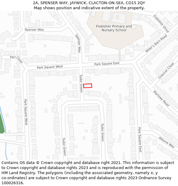 2A, SPENSER WAY, JAYWICK, CLACTON-ON-SEA, CO15 2QY: Location map and indicative extent of plot