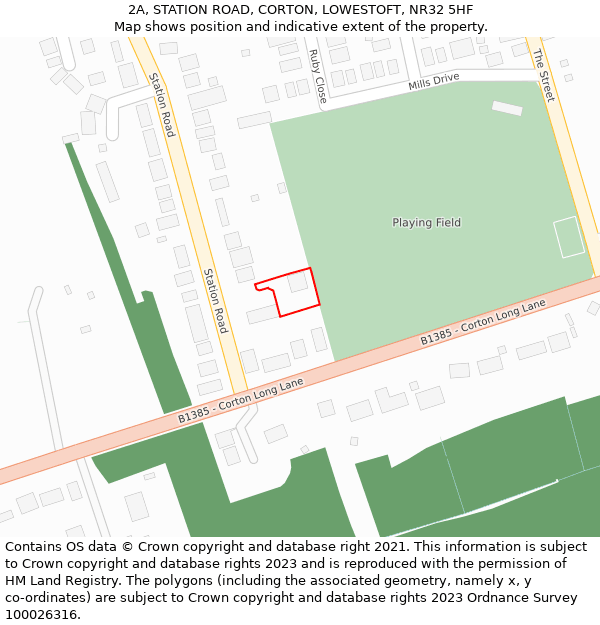 2A, STATION ROAD, CORTON, LOWESTOFT, NR32 5HF: Location map and indicative extent of plot