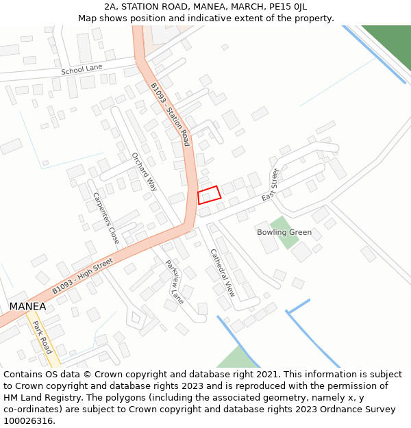 2A, STATION ROAD, MANEA, MARCH, PE15 0JL: Location map and indicative extent of plot