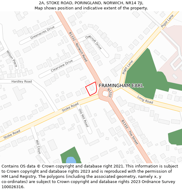 2A, STOKE ROAD, PORINGLAND, NORWICH, NR14 7JL: Location map and indicative extent of plot