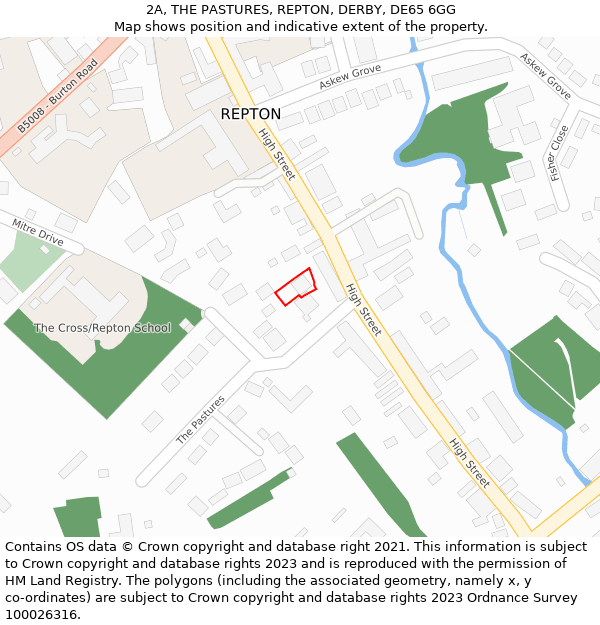 2A, THE PASTURES, REPTON, DERBY, DE65 6GG: Location map and indicative extent of plot